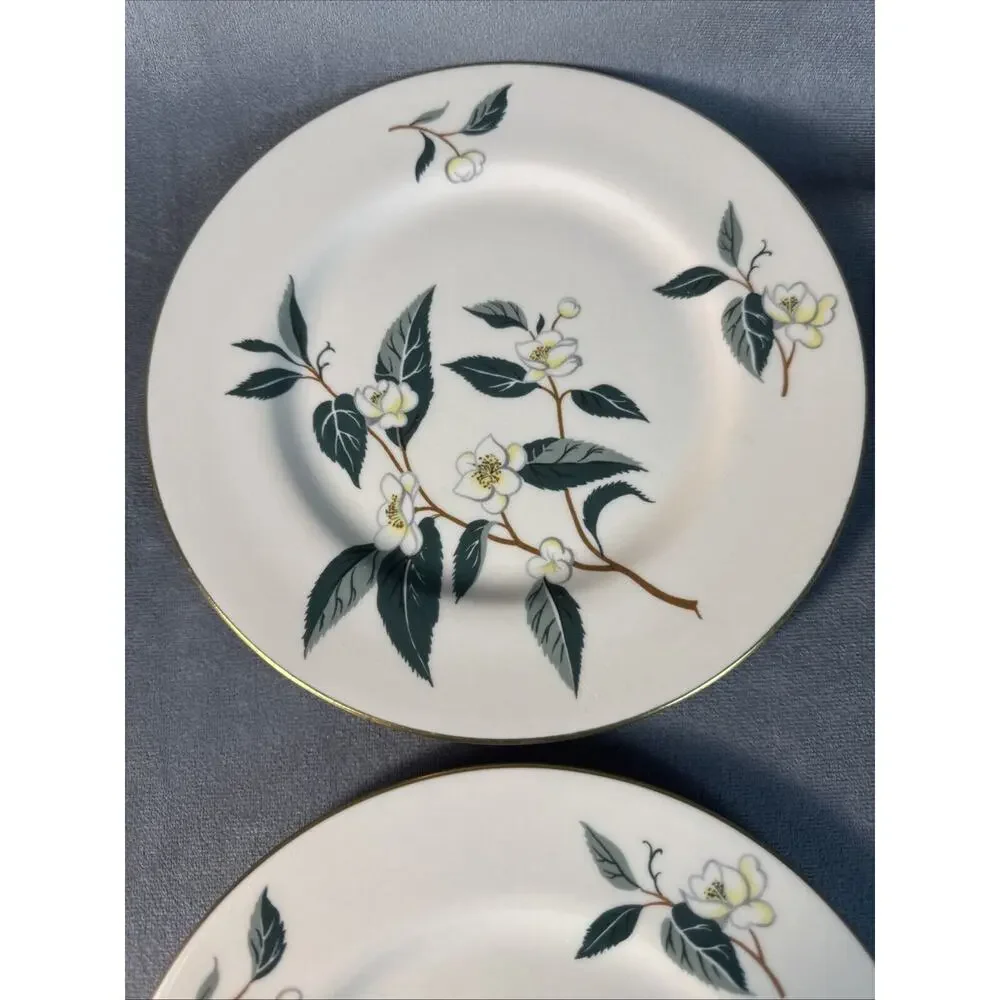 Flintridge VTG TEA LEAVES 4 Cream Sage Dessert-Salad Plates Set‎ of 4 81/4 ”W